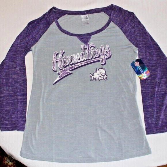 NWT CREATIVE APPAREL WOMENS NCAA TEXAS CHRISTIAN HORNED FROGS PULLOVER SHIRT - Picture 1 of 8